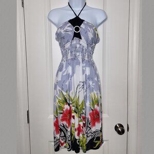 Hibiscus flower Y2K swim suit cover up halter dress Size M